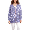 image:imagechouyatou Womens Boho Color Block Floral Cardigans Casual Button Down V Neck Knit Cardigan Sweater Outerwear CoatPurple