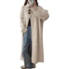 image:imagechouyatou Womens Elegant Lapel Maxi Cardigan Ribbed Knit Sweaters Open Front Long Trench Coat Outerwear CoatiganApricot