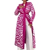 image:imagechouyatou Womens Fall Open Front Color Block Long Cardigan Sweater Casual Loose Striped Belted CoatiganRose Red
