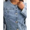 image:imageCHOUYATOU Womens Collarless Denim Trucker Jacket Button Front Y2K Business Causal Denim Jacket CoatLight Blue