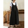 image:imageCHOUYATOU Womens Elegant Overall Dress Sleeveless Scoop Neck A Line Flowy Maxi Jumper Dress with PocketsBlack