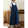 image:imageCHOUYATOU Womens Elegant Overall Dress Sleeveless Scoop Neck A Line Flowy Maxi Jumper Dress with PocketsDark Blue