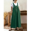 image:imageCHOUYATOU Womens Elegant Overall Dress Sleeveless Scoop Neck A Line Flowy Maxi Jumper Dress with PocketsGreen
