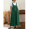 image:imageCHOUYATOU Womens Elegant Overall Dress Sleeveless Scoop Neck A Line Flowy Maxi Jumper Dress with PocketsGreen