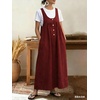 image:imageCHOUYATOU Womens Elegant Overall Dress Sleeveless Scoop Neck A Line Flowy Maxi Jumper Dress with PocketsRed