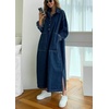 image:imagechouyatou Womens Casual Long Sleeve Maxi Denim Dress Fall Spring Loose 12 Button Down Tunic Jean DressBlue