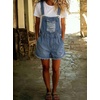 image:imagechouyatou Womens Denim Shorts Overalls Distressed Shortalls Wide Leg Loose Bib Jean Romper JumpsuitsBlue