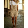 image:imagechouyatou Womens Denim Shorts Overalls Distressed Shortalls Wide Leg Loose Bib Jean Romper JumpsuitsKhaki