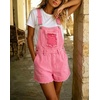 image:imagechouyatou Womens Denim Shorts Overalls Distressed Shortalls Wide Leg Loose Bib Jean Romper JumpsuitsPink