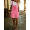image:imagechouyatou Womens Denim Shorts Overalls Distressed Shortalls Wide Leg Loose Bib Jean Romper JumpsuitsPink