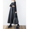 image:imagechouyatou Womens Elegant Denim Tank Dress Overall Loose Fit A Line Flare Pinafore Midi jumper Jean DressBlack Grey