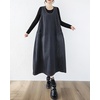 image:imagechouyatou Womens Elegant Denim Tank Dress Overall Loose Fit A Line Flare Pinafore Midi jumper Jean DressBlack Grey