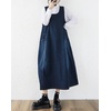 image:imagechouyatou Womens Elegant Denim Tank Dress Overall Loose Fit A Line Flare Pinafore Midi jumper Jean DressBlue