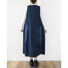 image:imagechouyatou Womens Elegant Denim Tank Dress Overall Loose Fit A Line Flare Pinafore Midi jumper Jean DressBlue