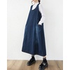 image:imagechouyatou Womens Elegant Denim Tank Dress Overall Loose Fit A Line Flare Pinafore Midi jumper Jean DressBlue