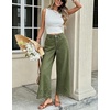 image:imagechouyatou Womens Eyelet Embroidery Floral Wide Leg Jeans Boho Baggy Jeans High Waisted Cropped Denim Palazzo PantsArmy Green