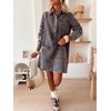 image:imagechouyatou Womens Spring Fall Long Sleeve Denim Polo Shirt Dress Button Up Jean Tunic Shift Mini Dress with PocketsBlack Gray