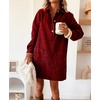 image:imagechouyatou Womens Spring Fall Long Sleeve Denim Polo Shirt Dress Button Up Jean Tunic Shift Mini Dress with PocketsLeopard Red