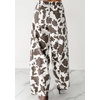 image:imagechouyatou Womens Wide Leg Jeans High Waisted Cow Print Ankle Length Stretchy Denim Pants with PocketsWhite