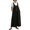 image:imageCHOUYATOU Womens Elegant Overall Dress Sleeveless Scoop Neck A Line Flowy Maxi Jumper Dress with PocketsBlack