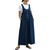 image:imageCHOUYATOU Womens Elegant Overall Dress Sleeveless Scoop Neck A Line Flowy Maxi Jumper Dress with PocketsDark Blue