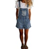 image:imagechouyatou Womens Denim Shorts Overalls Distressed Shortalls Wide Leg Loose Bib Jean Romper JumpsuitsBlue
