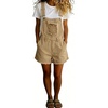 image:imagechouyatou Womens Denim Shorts Overalls Distressed Shortalls Wide Leg Loose Bib Jean Romper JumpsuitsKhaki