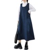 image:imagechouyatou Womens Elegant Denim Tank Dress Overall Loose Fit A Line Flare Pinafore Midi jumper Jean DressBlue