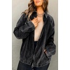 image:imageCHOUYATOU Womens Boyfriend Turndown Collar Denim Trucker Jacket Zip Up Distressed Denim Jacket CoatBlack
