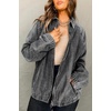 image:imageCHOUYATOU Womens Boyfriend Turndown Collar Denim Trucker Jacket Zip Up Distressed Denim Jacket CoatGrey
