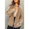 image:imageCHOUYATOU Womens Boyfriend Turndown Collar Denim Trucker Jacket Zip Up Distressed Denim Jacket CoatKhaki