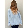 image:imageCHOUYATOU Womens Boyfriend Turndown Collar Denim Trucker Jacket Zip Up Distressed Denim Jacket CoatLight Blue