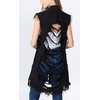 image:imagechoutyou Womens Casual Frayed Tassel Hem Ripped Holes Mid Long Denim Vest CoatBlack