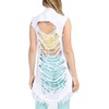 image:imagechoutyou Womens Casual Frayed Tassel Hem Ripped Holes Mid Long Denim Vest CoatWhite