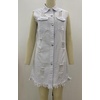 image:imagechoutyou Womens Casual Frayed Tassel Hem Ripped Holes Mid Long Denim Vest CoatWhite