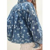 image:imagechouyatou Womens 2025 Fall Boyfriend Floral Denim Jacket Y2K Oversized Button Down Jean Jacket ShacketsBlue