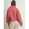image:imagechouyatou Womens Fall Winter Checkered Stand Collar Sherpa Jacket Y2K Fleece Plaid Zip Up Faux Fur CoatRed