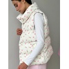 image:imagechouyatou Womens Floral Print Winter Quilted Puffer Vest Y2K Casual Loose Sleeveless Down Puffer JacketPink Flower