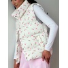 image:imagechouyatou Womens Floral Print Winter Quilted Puffer Vest Y2K Casual Loose Sleeveless Down Puffer JacketPink Flower