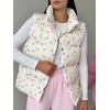 image:imagechouyatou Womens Floral Print Winter Quilted Puffer Vest Y2K Casual Loose Sleeveless Down Puffer JacketPink Flower