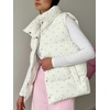 image:imagechouyatou Womens Floral Print Winter Quilted Puffer Vest Y2K Casual Loose Sleeveless Down Puffer JacketWhite Blue