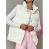 image:imagechouyatou Womens Floral Print Winter Quilted Puffer Vest Y2K Casual Loose Sleeveless Down Puffer JacketWhite Blue