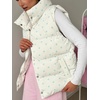 image:imagechouyatou Womens Floral Print Winter Quilted Puffer Vest Y2K Casual Loose Sleeveless Down Puffer JacketWhite Blue
