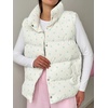 image:imagechouyatou Womens Floral Print Winter Quilted Puffer Vest Y2K Casual Loose Sleeveless Down Puffer JacketWhite Blue