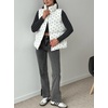 image:imagechouyatou Womens Floral Print Winter Quilted Puffer Vest Y2K Casual Loose Sleeveless Down Puffer JacketWhite Grey