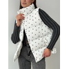 image:imagechouyatou Womens Floral Print Winter Quilted Puffer Vest Y2K Casual Loose Sleeveless Down Puffer JacketWhite Grey