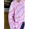 image:imagechouyatou Womens Vintage Floral Print Puffer Quilted Jacket Stand Collar Open Front Lightweight Puffy Down CoatPink