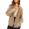 image:imageCHOUYATOU Womens Boyfriend Turndown Collar Denim Trucker Jacket Zip Up Distressed Denim Jacket CoatKhaki