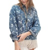 image:imagechouyatou Womens 2025 Fall Boyfriend Floral Denim Jacket Y2K Oversized Button Down Jean Jacket ShacketsBlue