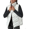 image:imagechouyatou Womens Floral Print Winter Quilted Puffer Vest Y2K Casual Loose Sleeveless Down Puffer JacketWhite Grey